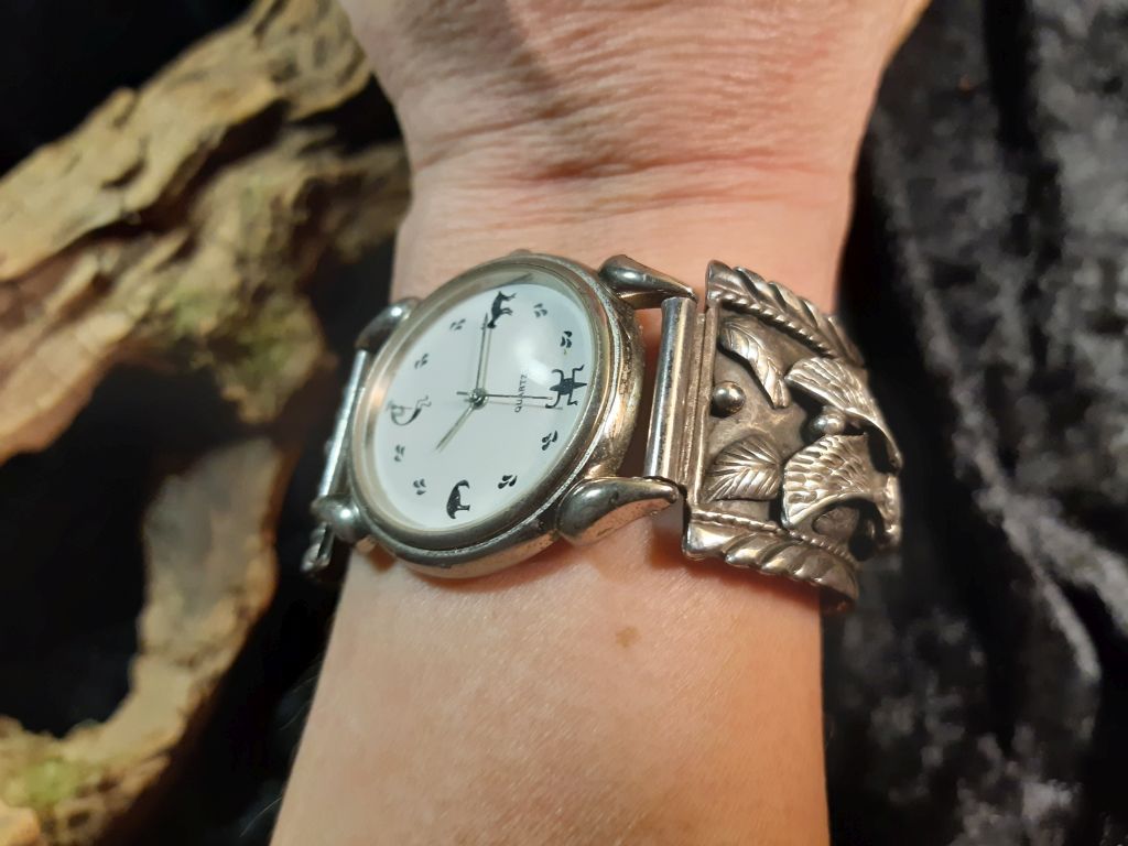 Navajo Herrenuhr, Indianer, Fliegender Adler, plastisch, eagle, 925er Sterlingsilber,